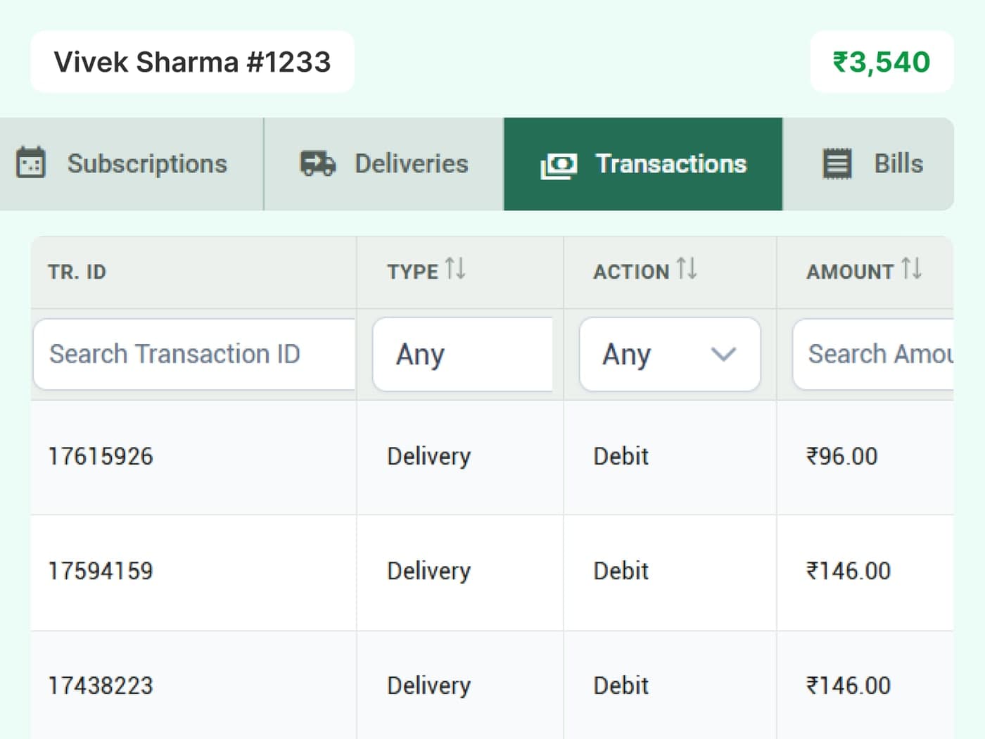 Wallet & Prepaid Ledger
