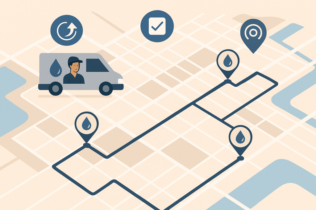 optimized routing illustration using water delivery management software